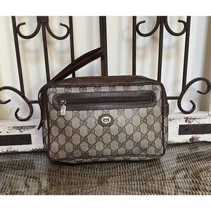 Gucci Vintage 1970’s/1980's Classic GG Monogram Wristlet Travel Pouch